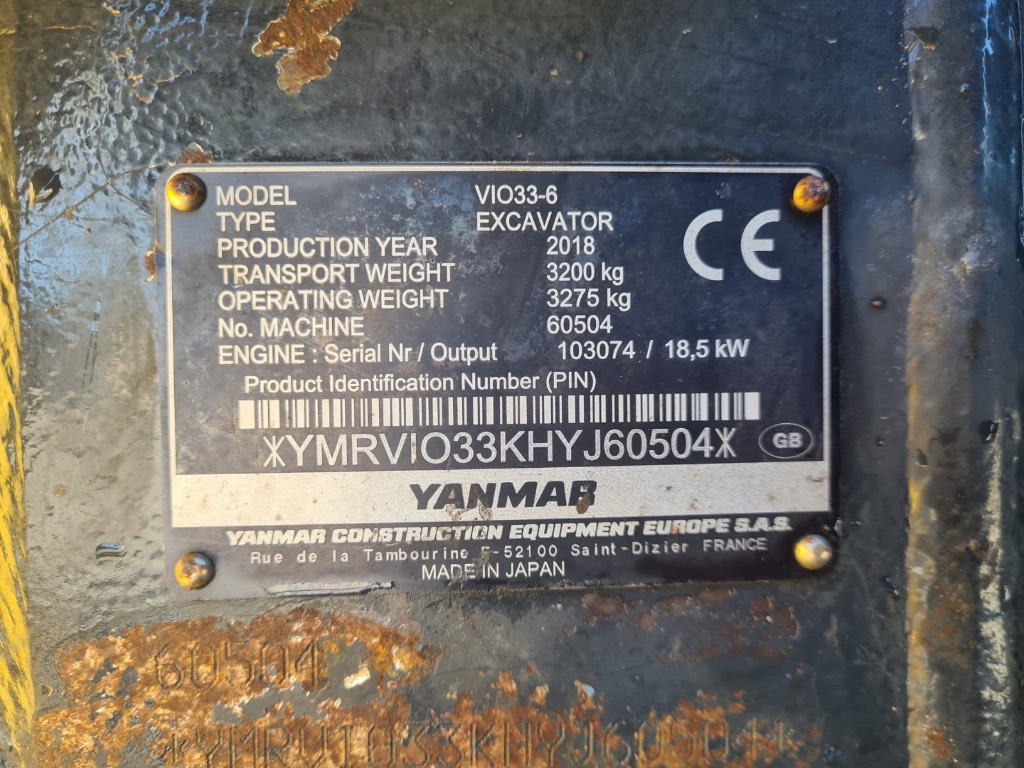 Yanmar VIO33-6, Mini excavators, Construction Equipment