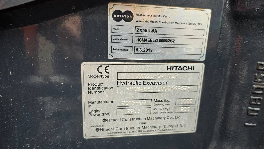 2019 Hitachi ZX55U-5A CLR