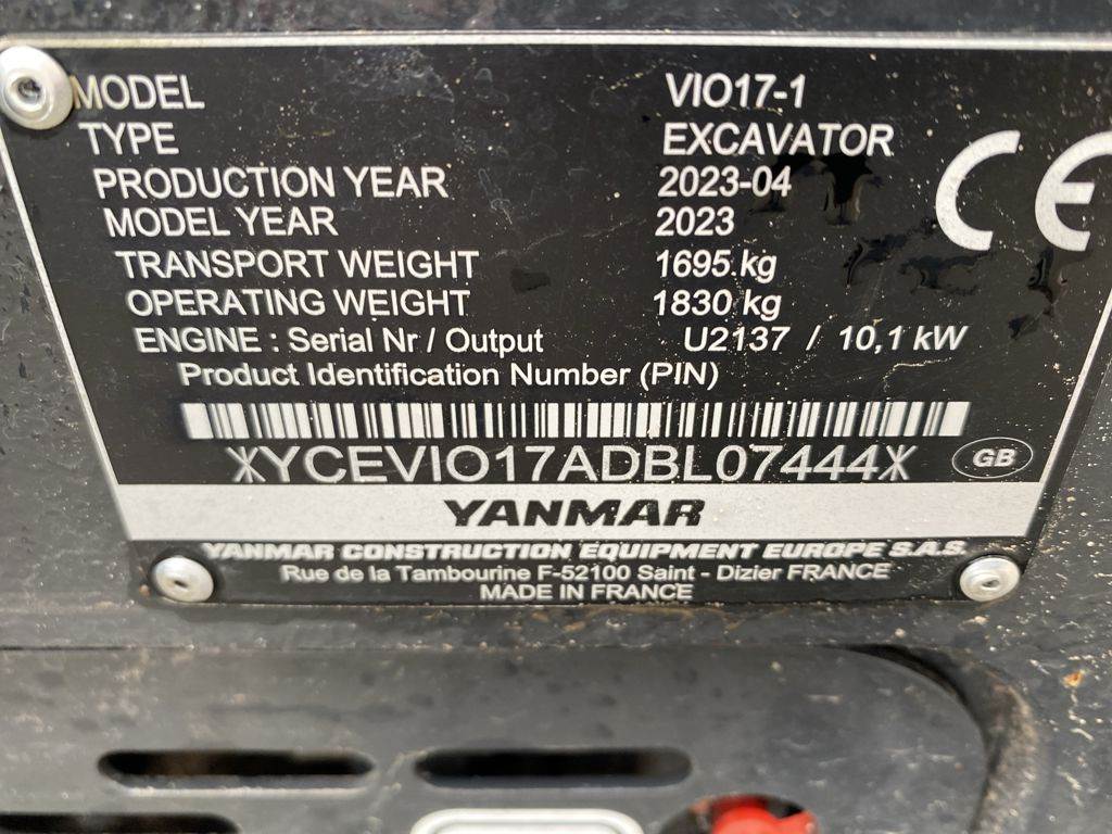 Yanmar VIO17-1, Mini excavators, Construction Equipment