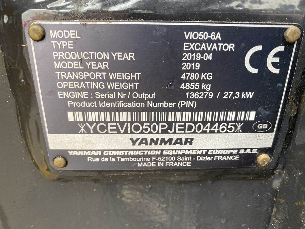 Yanmar VIO50, Crawler Excavators, Construction Equipment