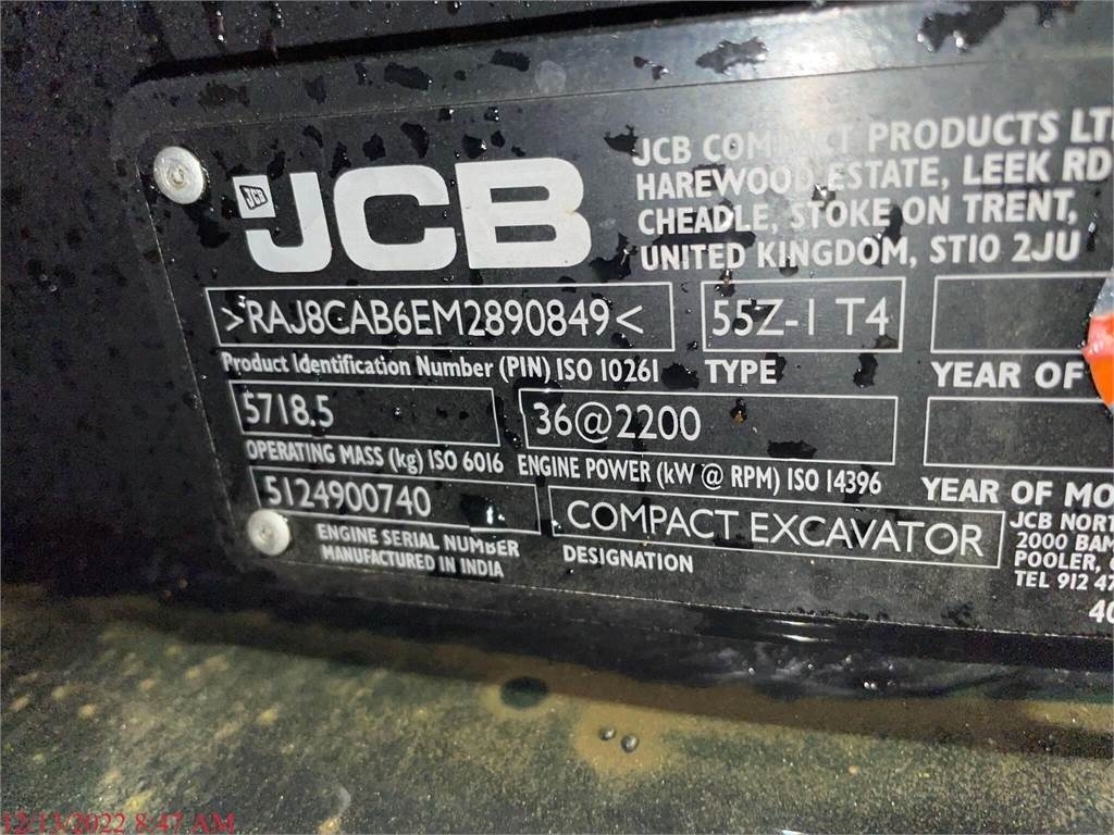 JCB 55Z-1 | sn RAJ8CAB6EM2890849 - Compact Excavators - Construction ...