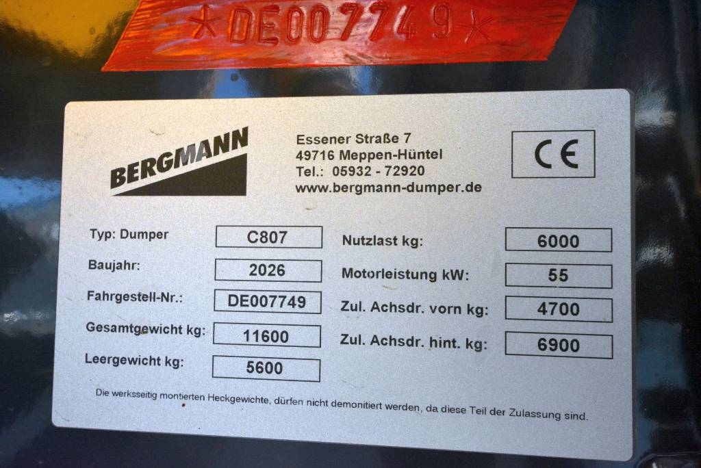 Bergmann C 807 S - Dumper - Knickgelenk - Baumaschinen - Brielmaier ...
