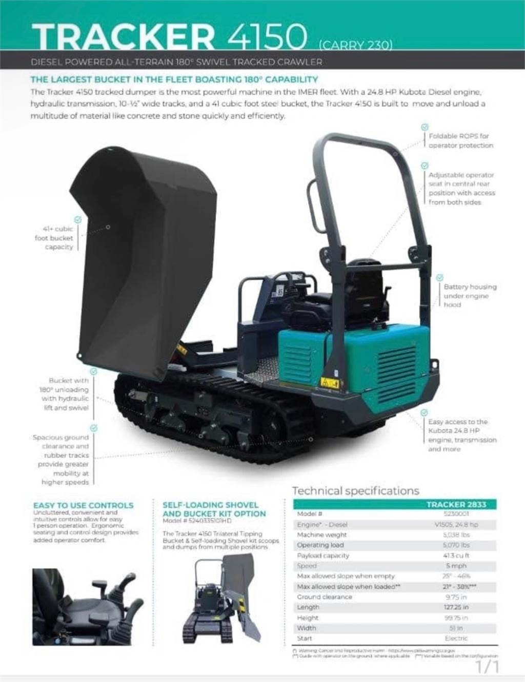 Imer Tracker 4150, :Misc. Construction Attachment, Construction