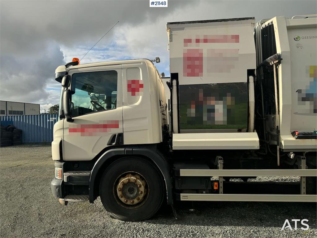 Scania P410 6x2 compactor truck w/ two chambers. Weight a