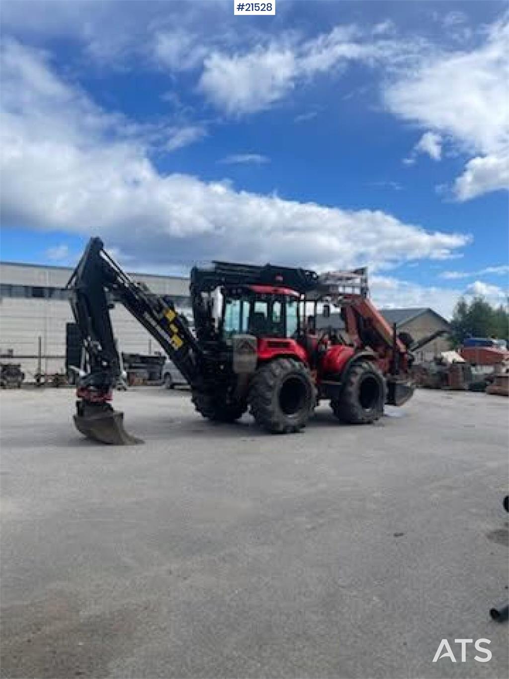 Huddig 1260C Backhoe w/ Palfinger crane, Lift, rototilt a