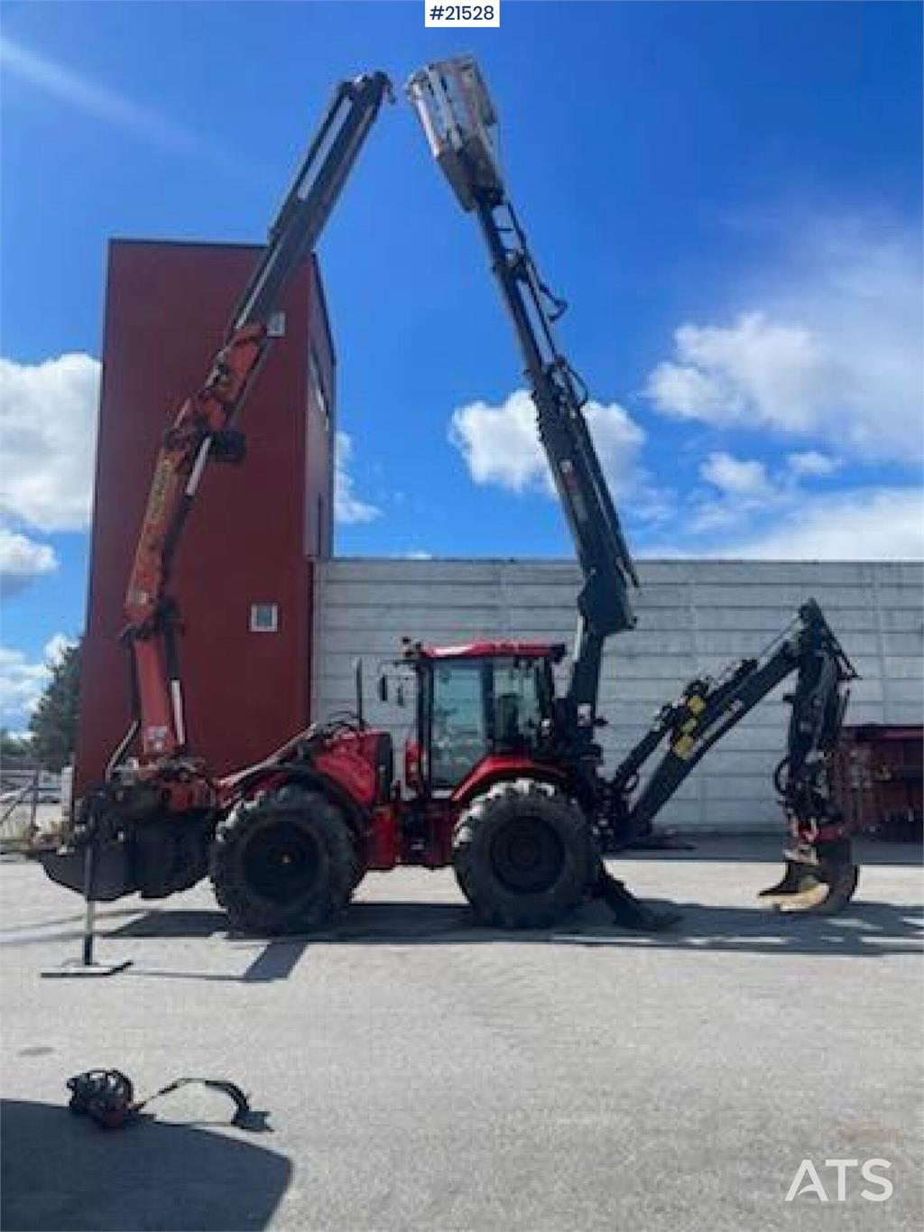 Huddig 1260C Backhoe w/ Palfinger crane, Lift, rototilt a