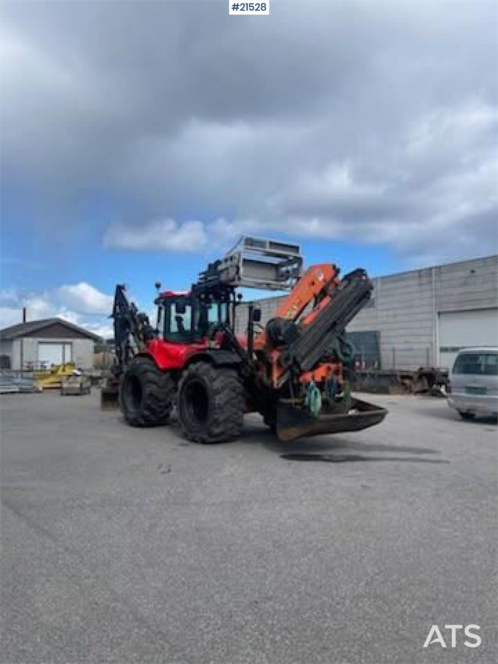 Huddig 1260C Backhoe w/ Palfinger crane, Lift, rototilt a