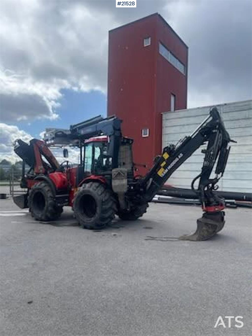 Huddig 1260C Backhoe w/ Palfinger crane, Lift, rototilt a