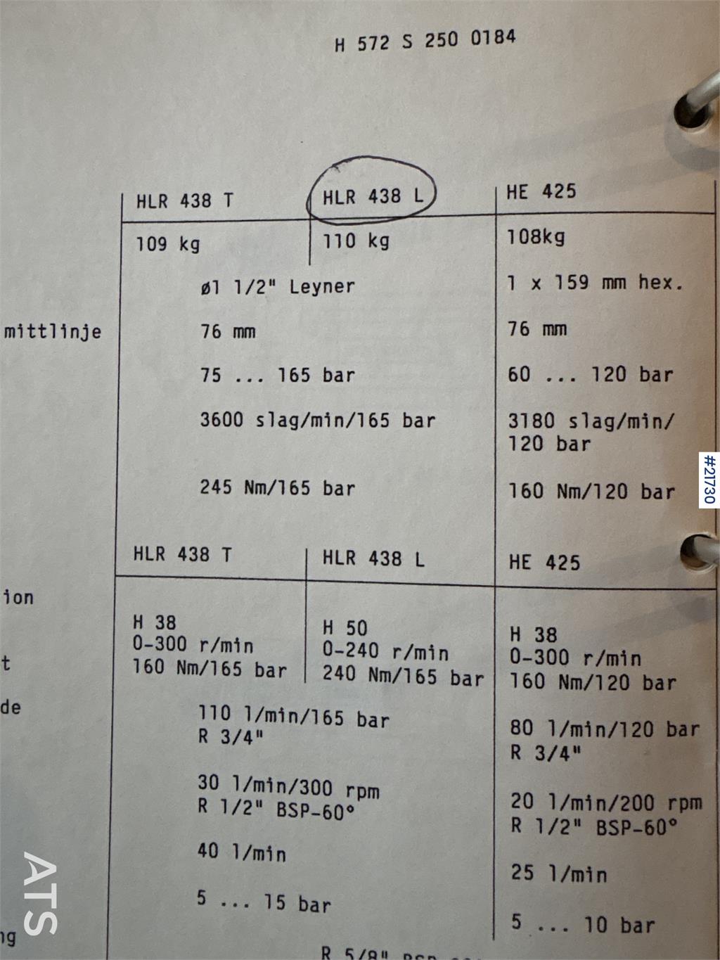 Tamrock DHA400 Drilling rig w/ CPR 438L hammer