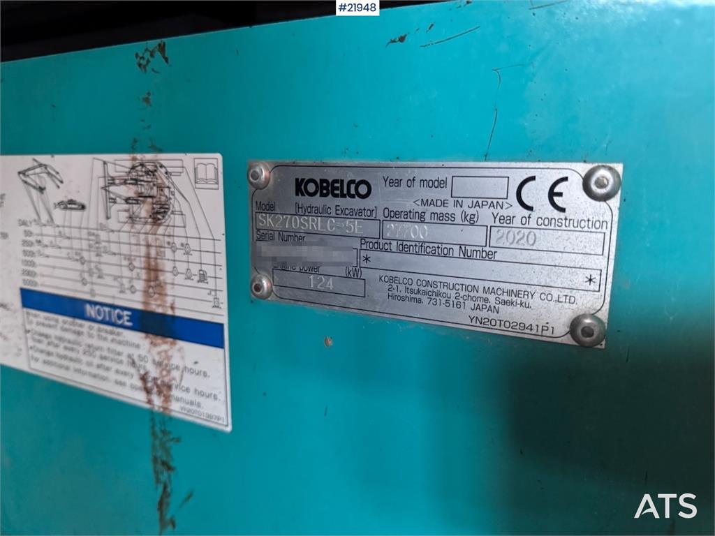 Kobelco SK270 SRLC-5E w/ Bucket and GPS. Certified!