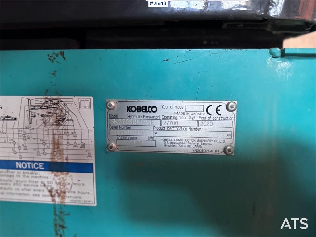 Kobelco SK270 SRLC-5E w/ Bucket and GPS. Certified!