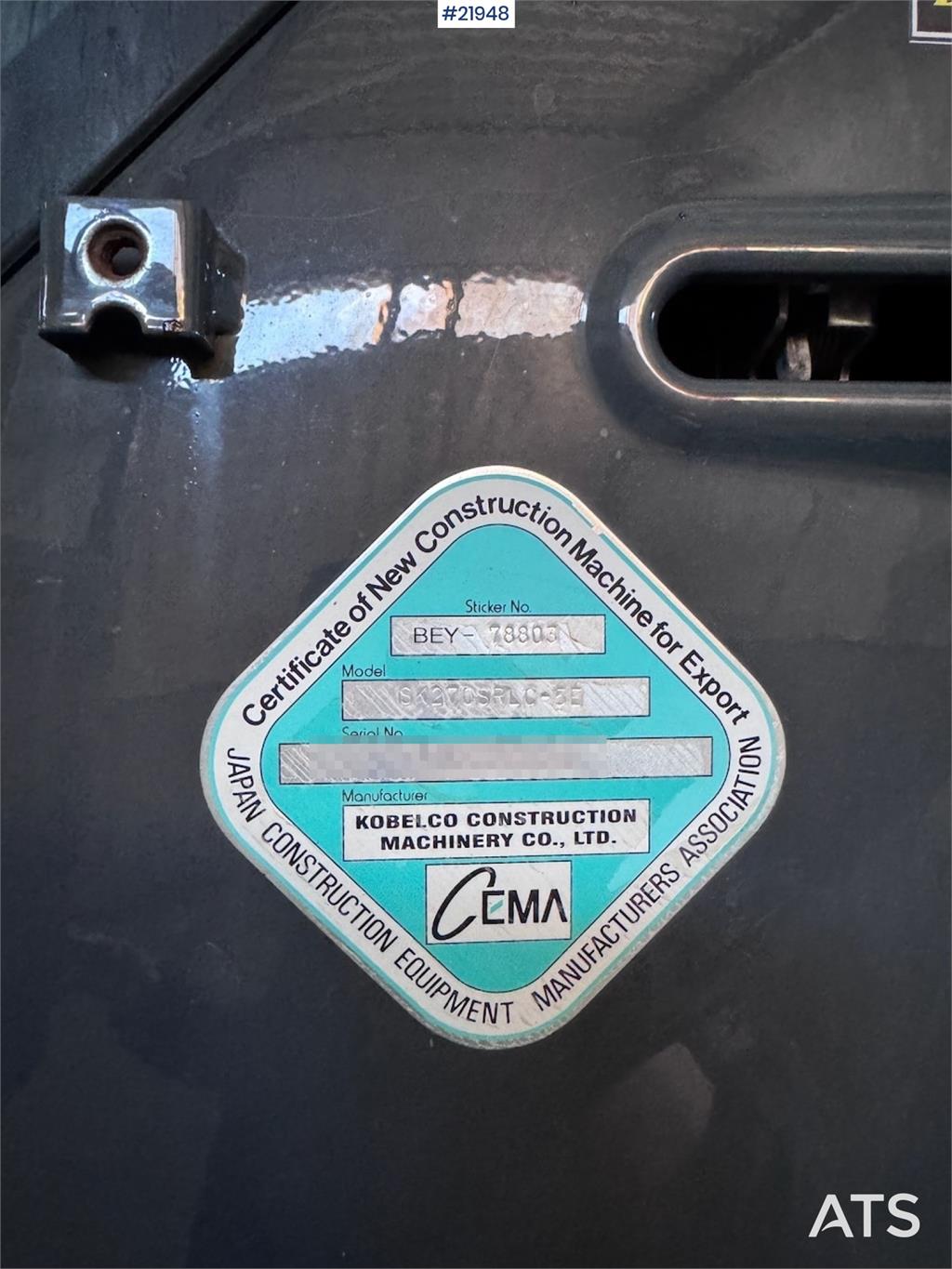 Kobelco SK270 SRLC-5E w/ Bucket and GPS. Certified!