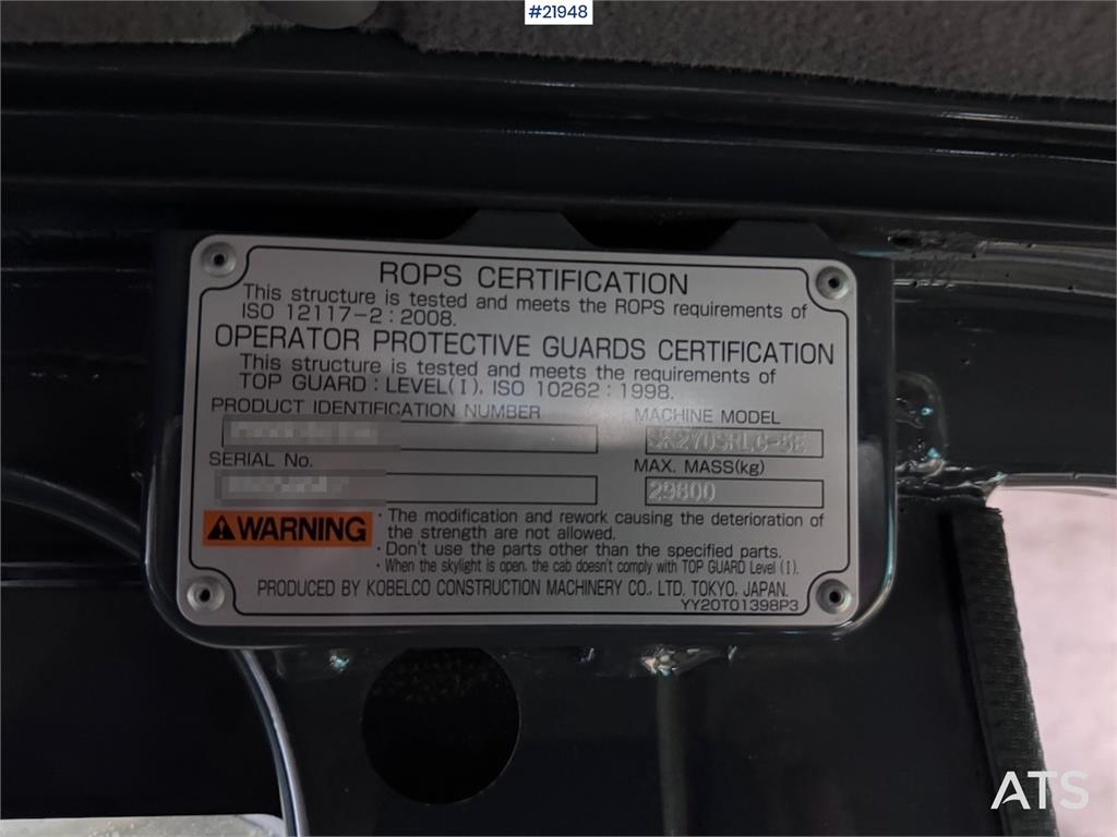 Kobelco SK270 SRLC-5E w/ Bucket and GPS. Certified!