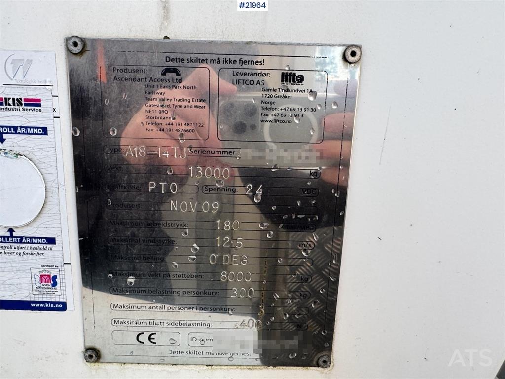 MAN TGM 15.250 Lift truck w/ 18 m Working height. 132,