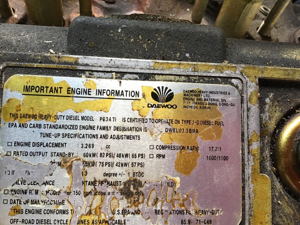 Doosan EWOO DAEWOO PO34TI GENERATOR 50 KVA USED