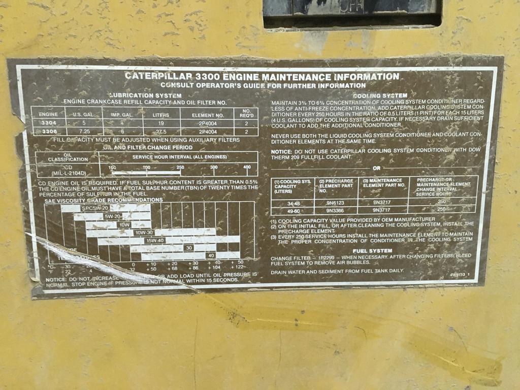 CAT 3306B GENERATOR 225KVA USED