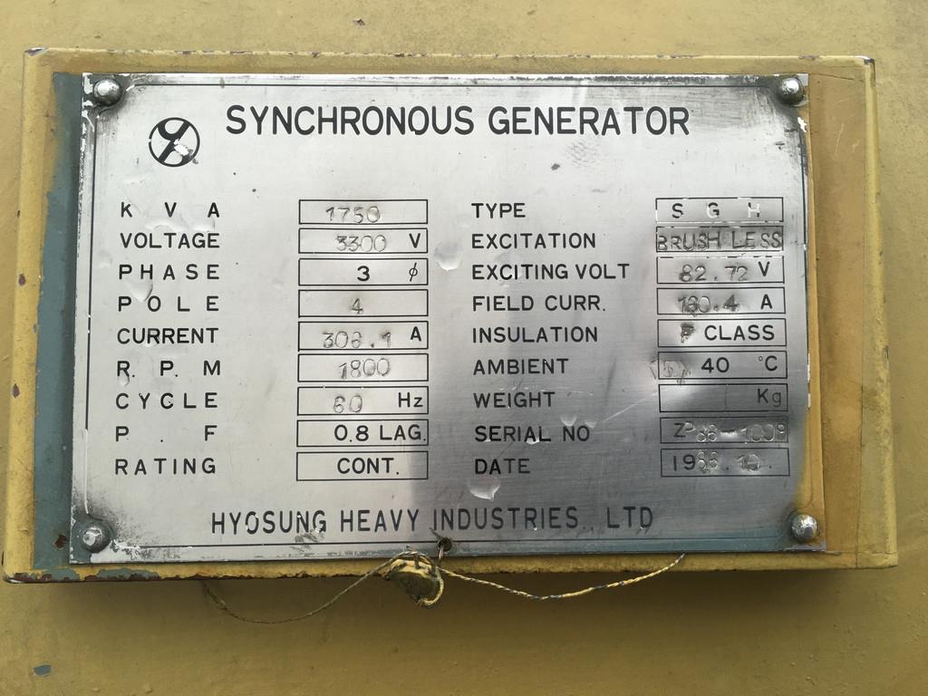 CAT 3516 STD GENERATOR 1750KVA USED