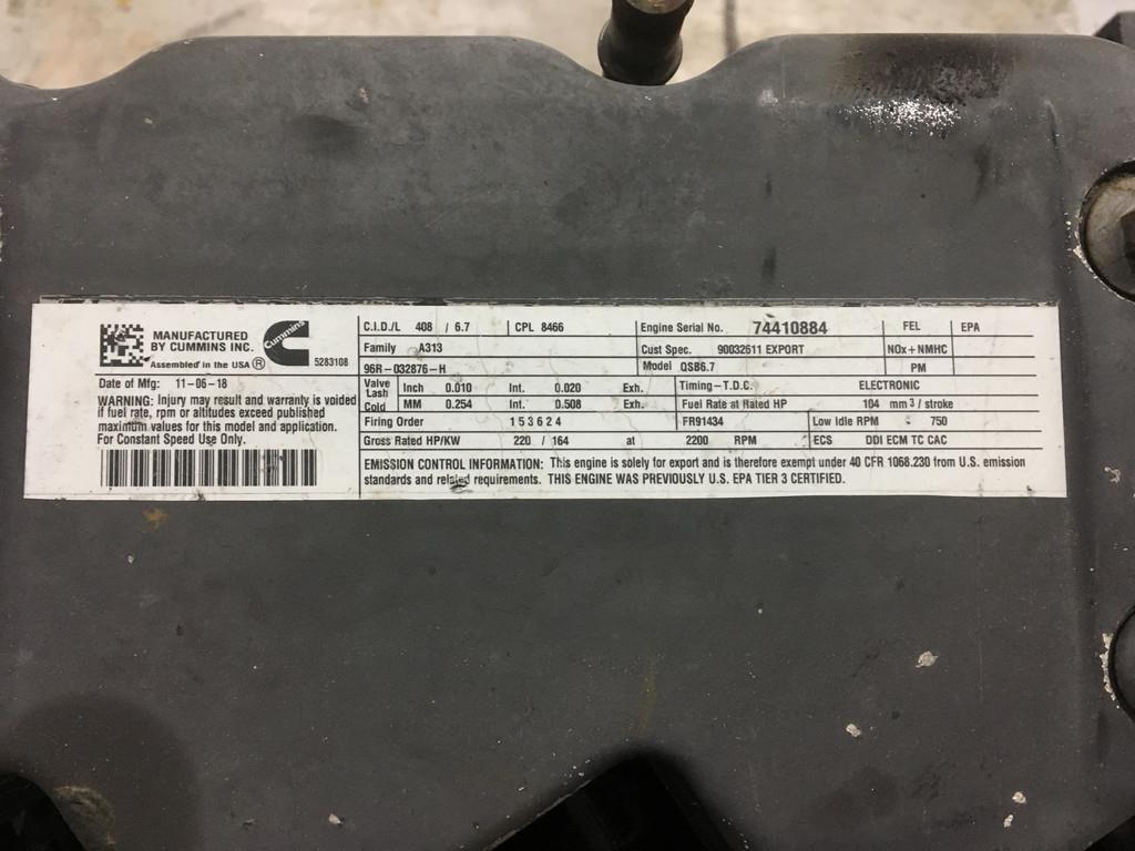 Cummins QSB6.7 COMMONRAIL USED
