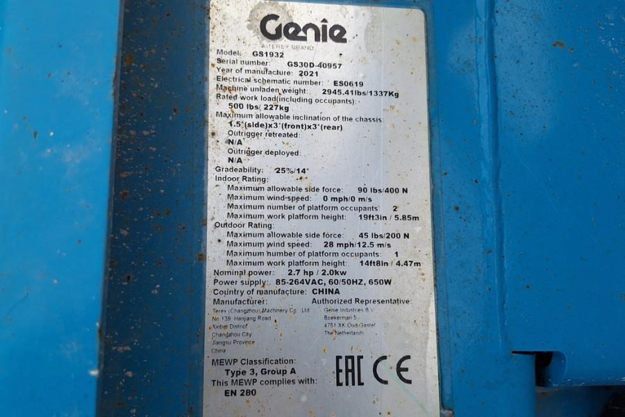 Genie GS1932 E-Drive Several In Stock, 8m Working Height
