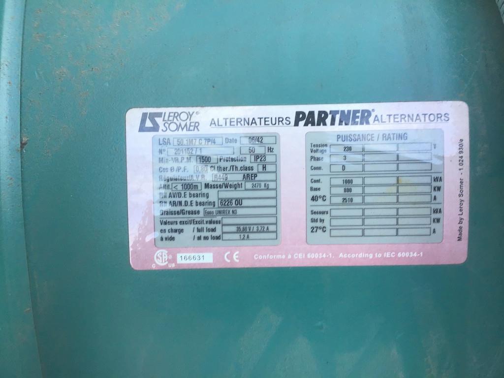 Perkins 4012 TWG2 GENERATOR 1000KVA USED