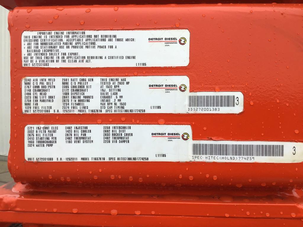 MTU 16V4000 POMP 3600M³/HR USED