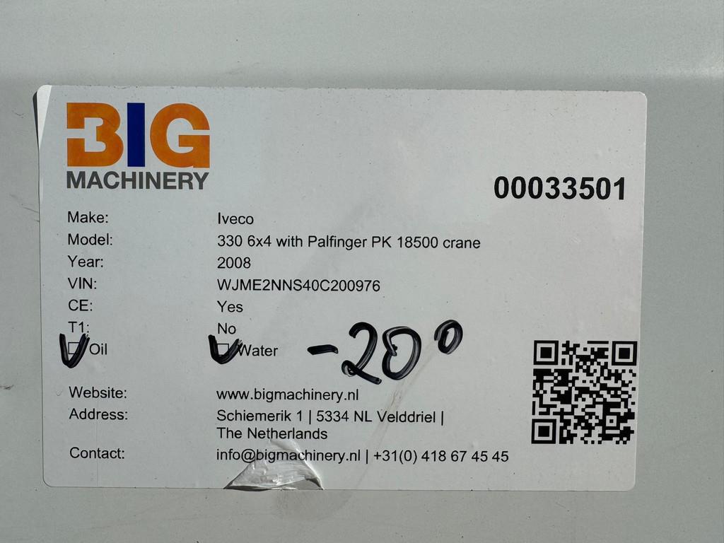 Iveco 330 6x4 with Palfinger PK 18500 crane