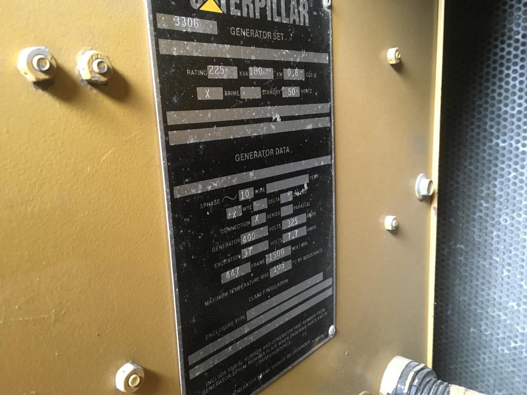 CAT 3306B GENERATOR 225KVA USED