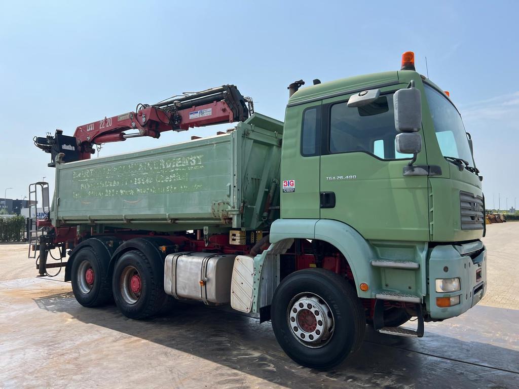 MAN TGA 26.480 6x4 tipper + HMF crane