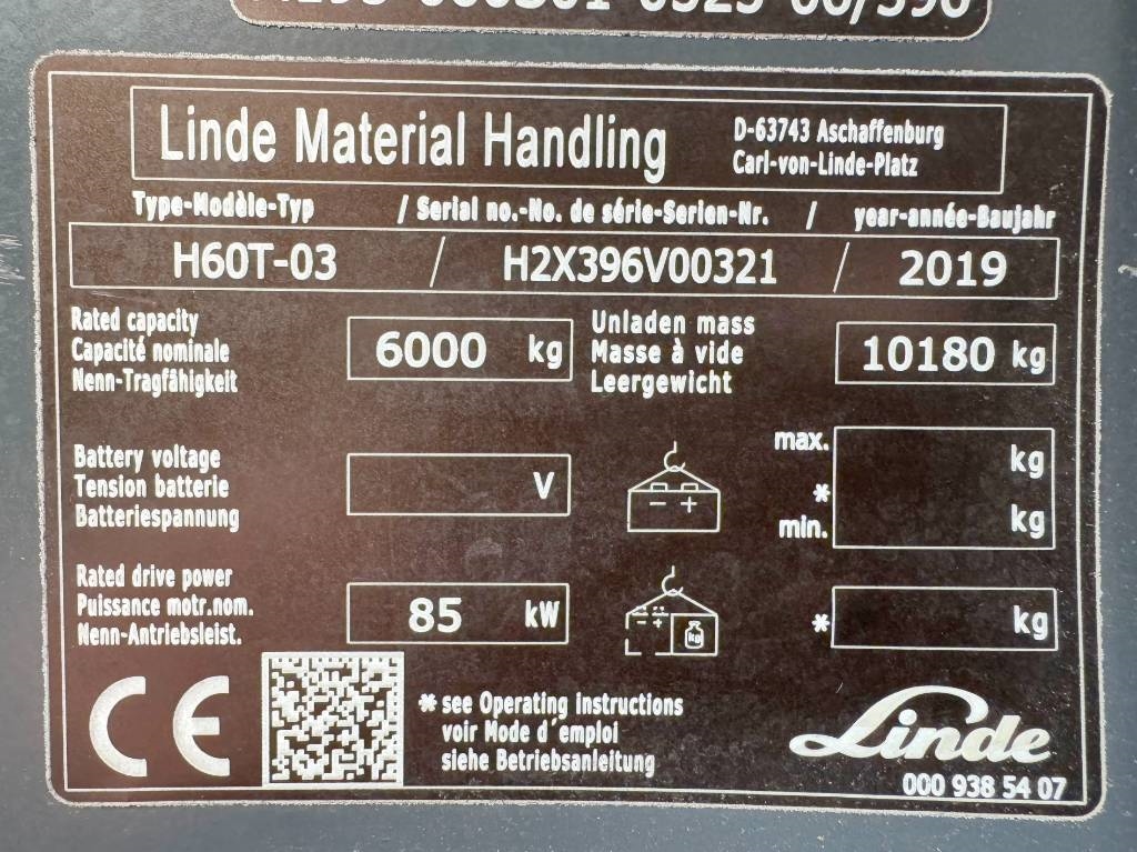 Linde H60T-03 - Duplex / Side Shift / German Machine