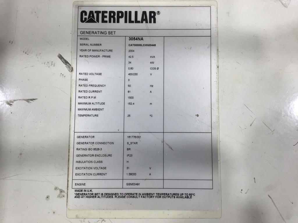 CAT 3054NA GENERATOR 42.5 KVA USED