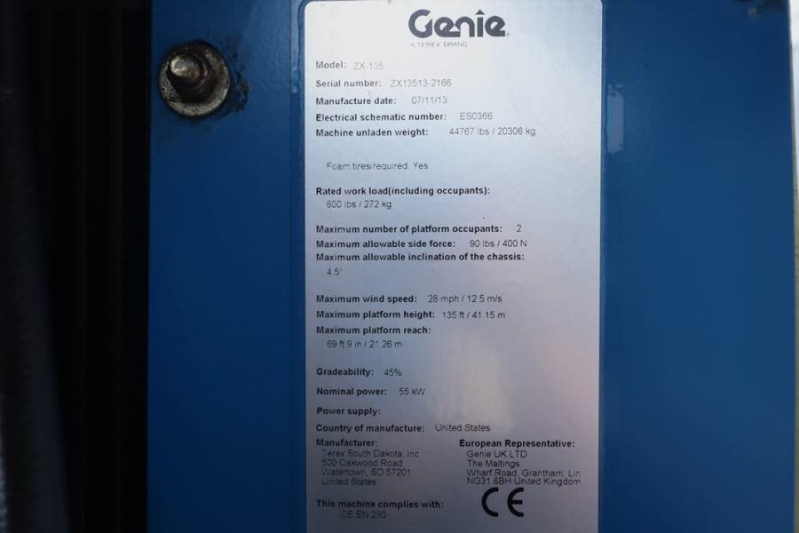 Genie ZX135/70 Diesel, 4x4x4 Drive, 43m Working Height,