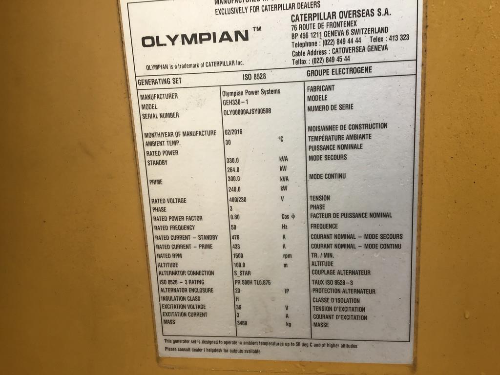 CAT OLYMPIAN GEH330 GENERATOR 330 KVA USED