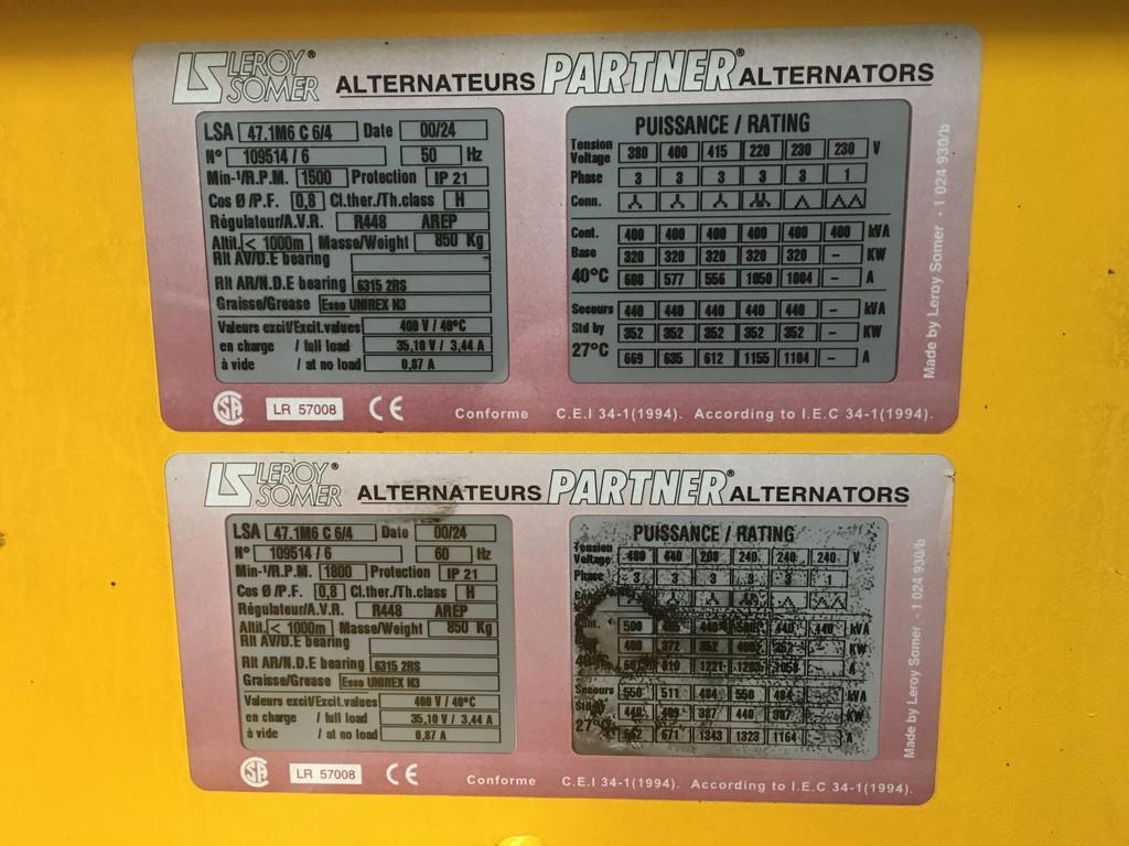 Volvo PENTA TAD1230G GENERATOR 400KVA USED