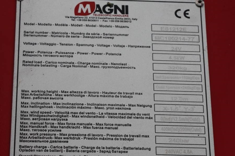 Magni ES1212E Electric, 12m Working Height, 320kg Capaci