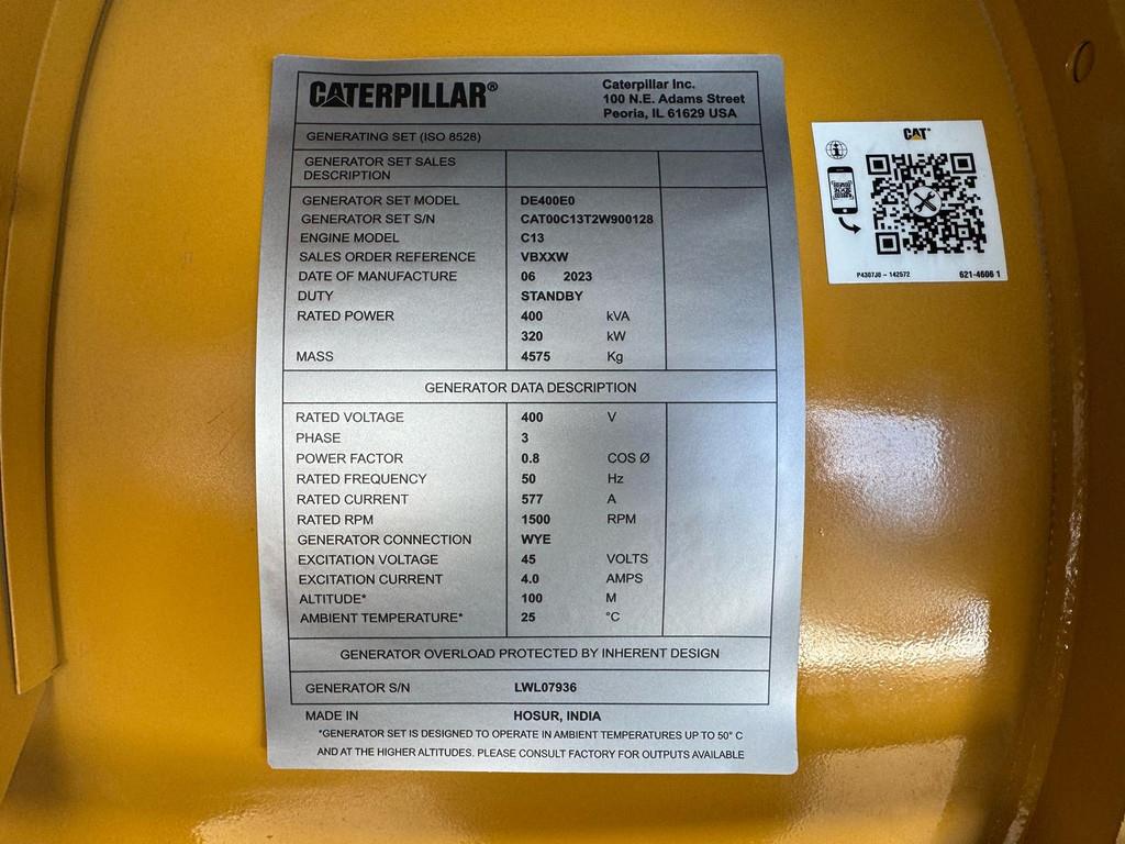 CAT DE400E0 - C13 - 400 kVA Generator New / Unused
