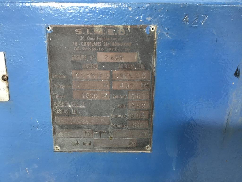 Cummins 353K2K202C GENERATOR 400 KVA USED
