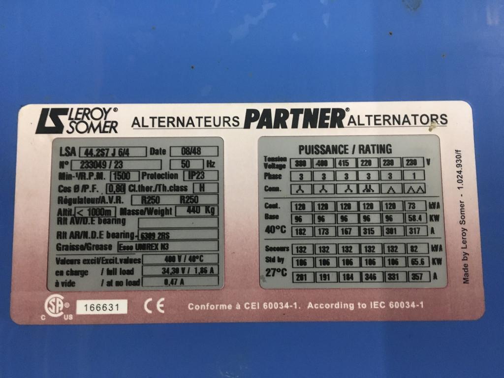 John Deere 6068TF220 GENERATOR 130 KVA USED