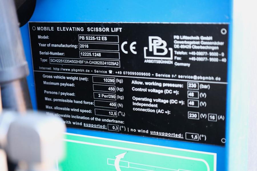 PB LIFT S225-12ES Electric, 22.5m Working Height, 450