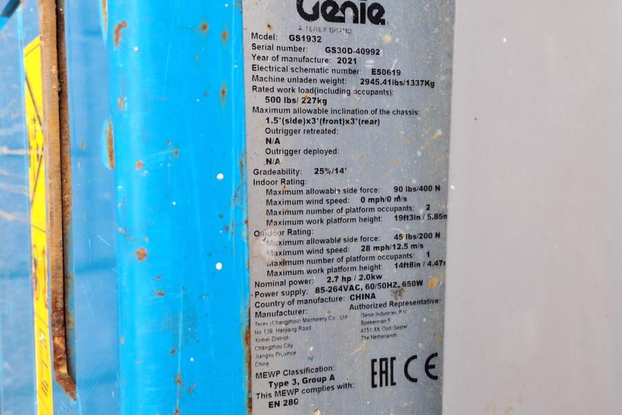 Genie GS1932 E-Drive Several In Stock, 8m Working Height