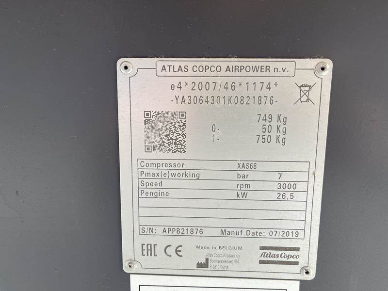 Atlas Copco XAS 68 KD - N WHEELS W.B. DIN EYE