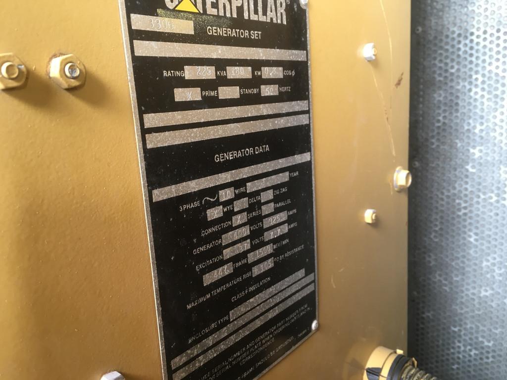 CAT 3306B GENERATOR 225KVA USED