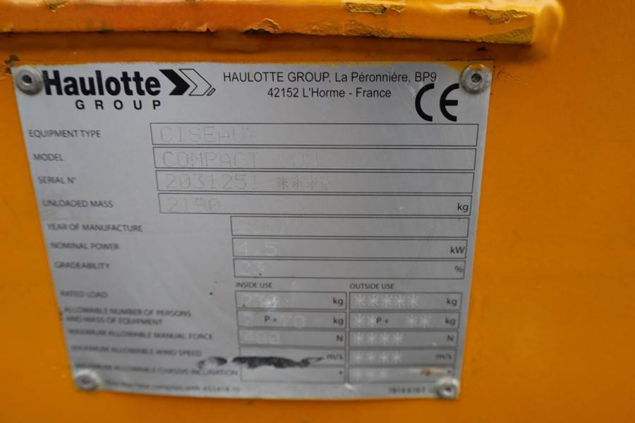 Haulotte Compact 10N Electric, 10m Working Height, 230kg Ca