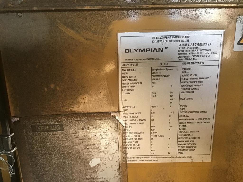 Perkins OLYMPIAN GEH250 GENERATOR 250KVA USED