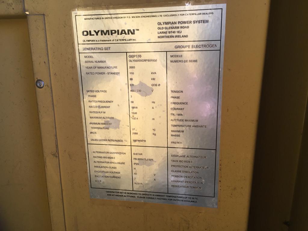 CAT OLYMPIAN GEP110 GENERATOR 110KVA USED