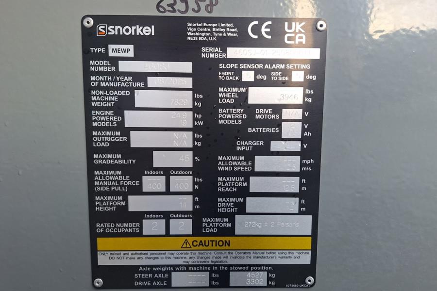 Snorkel 460SJ Valid Inspection, *Guarantee! CE, Diesel, 4x