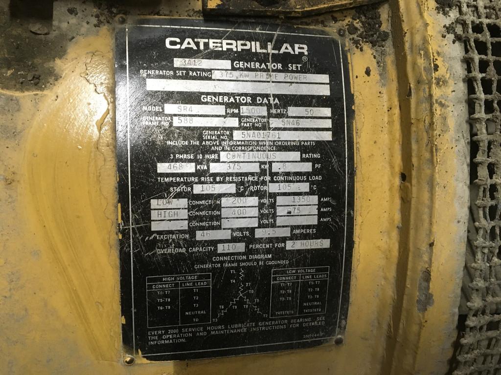 CAT 3412 38S GENERATOR 468 KVA USED