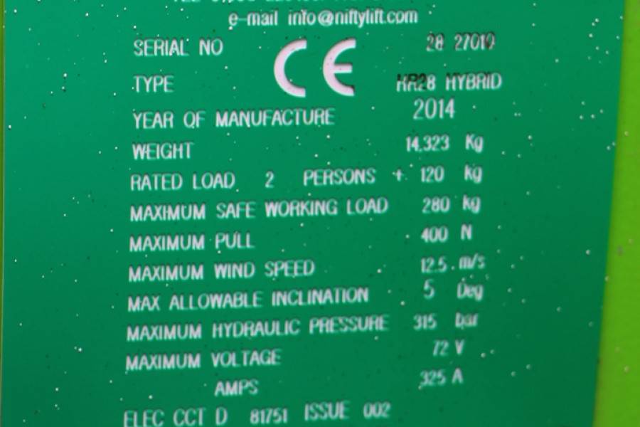 Niftylift HR28 HYBRIDE Valid inspection, *Guarantee! Hybrid,