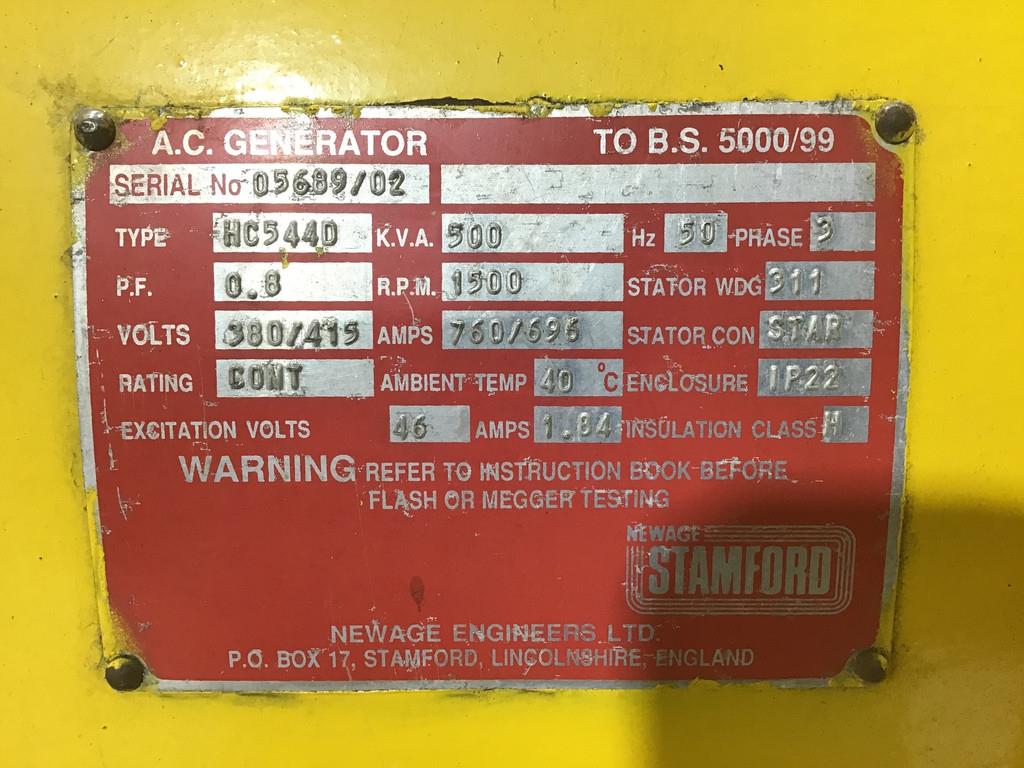 Detroit Diesel AMFORD HC544D GENERATOR 500KVA USED