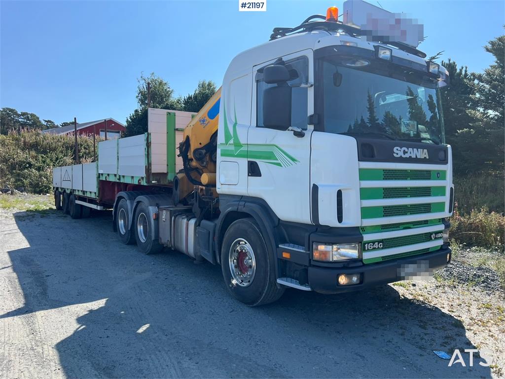 Scania R164 crane truck w/ 32t/m effer crane and 2004 mau