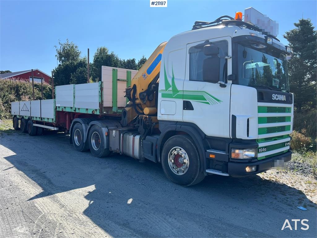 Scania R164 crane truck w/ 32t/m effer crane and 2004 mau